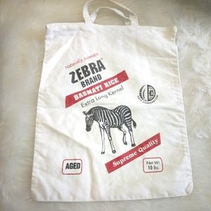 BAG decorative bag, Zebra Brand Basmati Rice 10 pound bag, empty